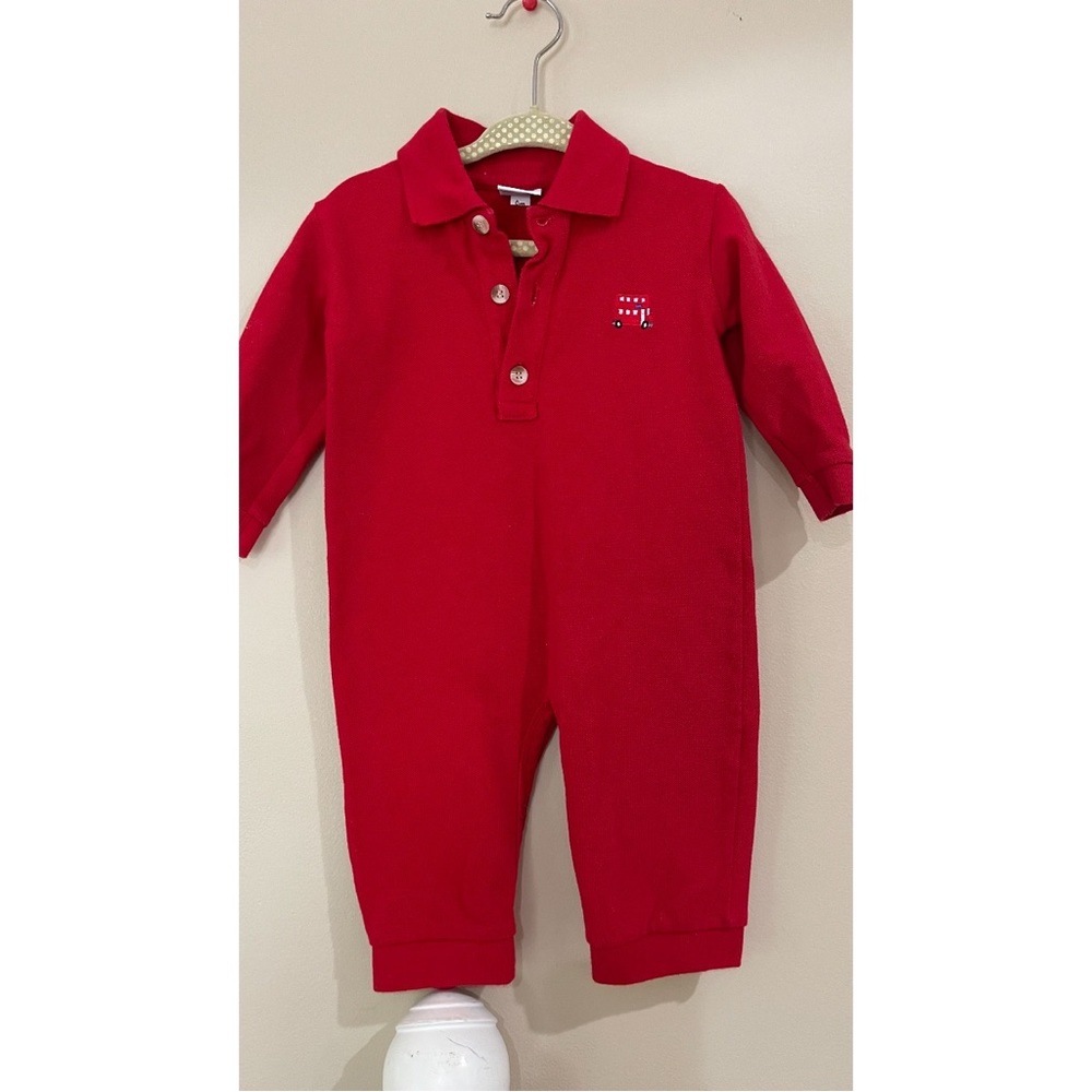 Glorimont Baby Boy Red Button Collar One Piece Size 9m.